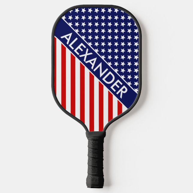 DYI Colours, Flag Stars Stripes Red White Blue SV Pickleball Paddle (Back)