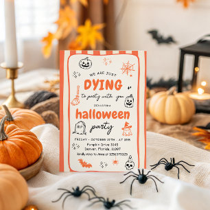 Dying To Party With You Orange Halloween Invite