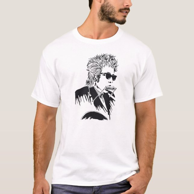 Dylan Classic Rock Harmonica and Guitar T-Shirt (Front)