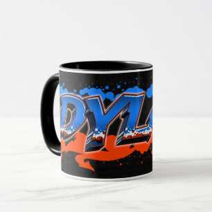 Dylan First Name Graffiti blue orange cup