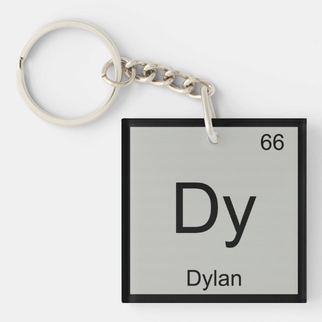 Dylan Name Chemistry Element Periodic Table Keychain (Front)