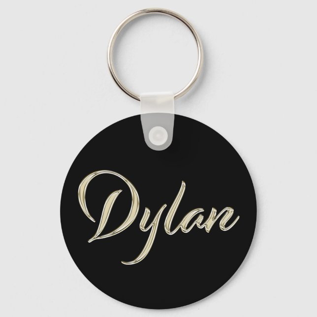 Dylan Name whitegold Button Schlüsselanhänger Keychain (Front)