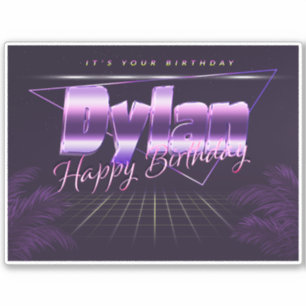 Dylan Nom Prénom lila retro Sticker
