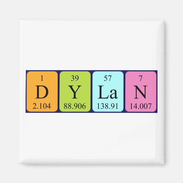 Dylan periodic table name magnet (Front)