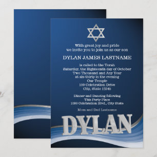 Dylan Steel Wave Name Bar Mitzvah Invitation