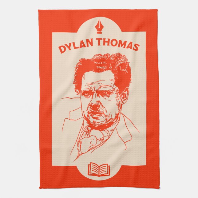 Dylan Thomas Welsh Poet Kitchen Towel (Vertical)