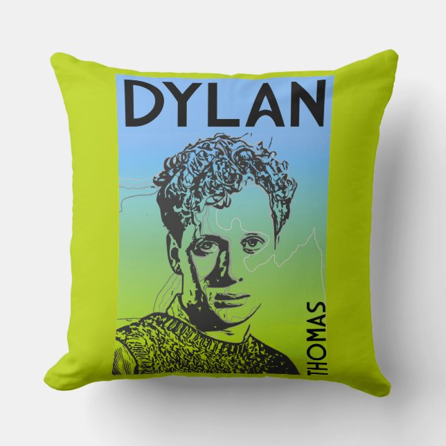Dylan Thomas Welsh Poet Throw Pillow (Front)