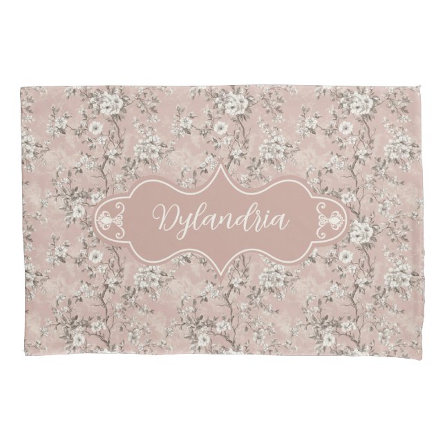 Dylandria Vintage Dusty Rose Pink Pillowcase (Front)