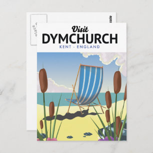 Dymchurch Kent seaside travel poster Postcard