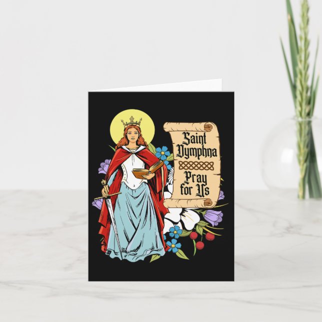 Dymphna Purity Lily Patron Saint Mental Health Cat Card (Front)