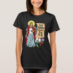 Dymphna Purity Lily Patron Saint Mental Health Cat T-Shirt