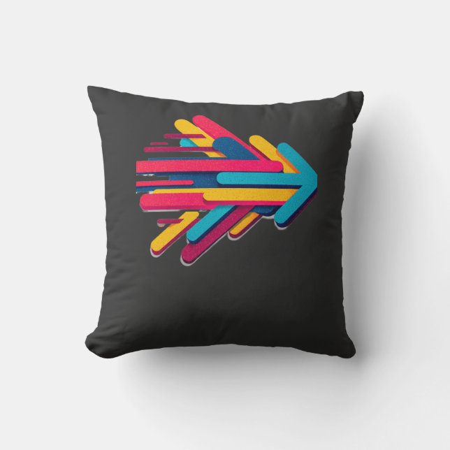Dynamic Abstract Arrow Speed Graphic Long Sleeve T Throw Pillow (Front)