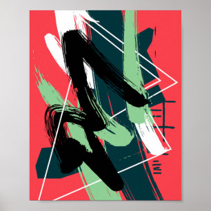 Dynamic Abstract Brushstroke Composition Poster