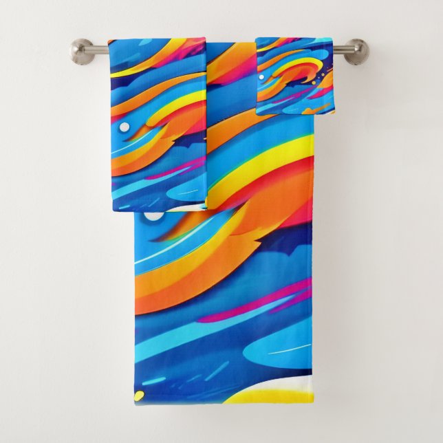 Dynamic Abstract Colourful Expression Bath Towel Set (Insitu)