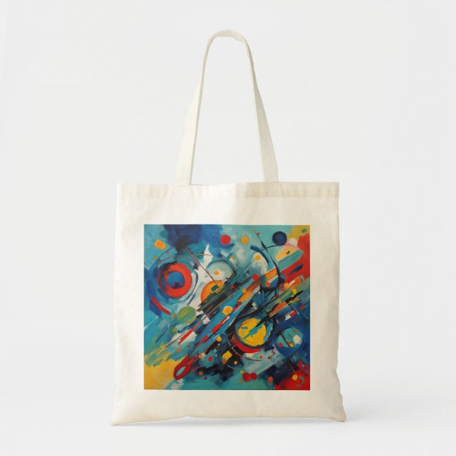 Dynamic Abstract Composition Celestial Collision Tote Bag (Front)