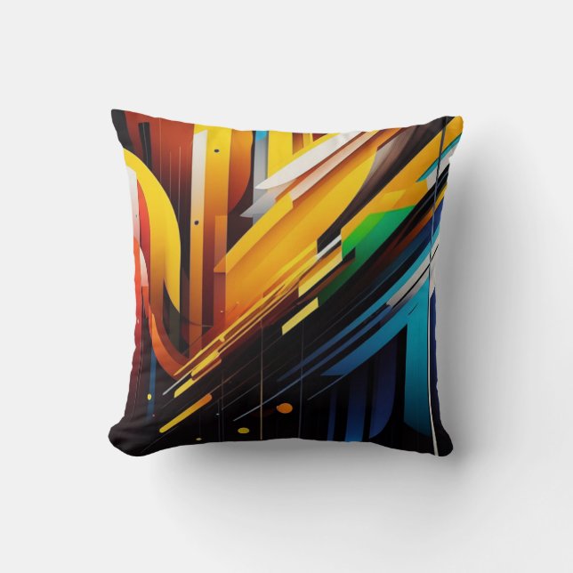 Dynamic Abstract Composition Throw Pillow (Front)