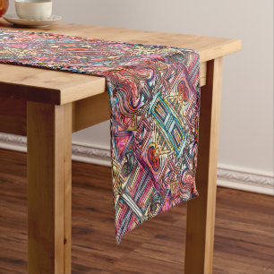 Dynamic-Abstract Geometric Pattern Short Table Runner