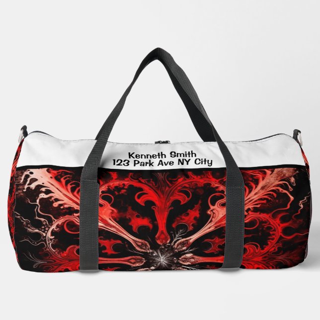 Dynamic Abstract Sport Gear Monogram Personalized Duffle Bag (Front)