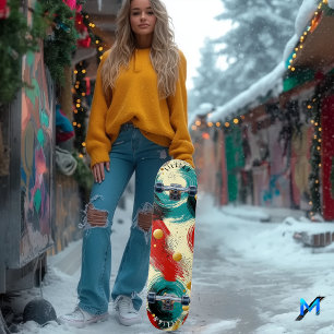 Dynamic Abstract Waves with Bold Textures Skateboard
