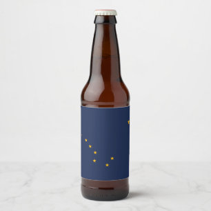 Dynamic Alaska State Flag Graphic on a Beer Bottle Label