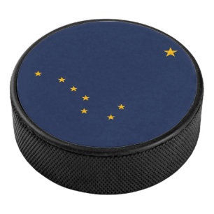 Dynamic Alaska State Flag Graphic on a Hockey Puck