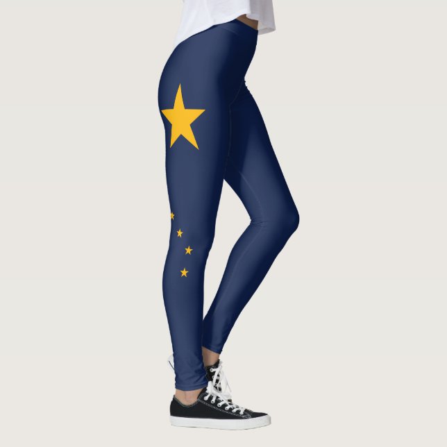 Dynamic Alaska State Flag Graphic on a Leggings (Right)