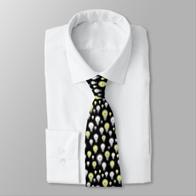 Dynamic and Unique Light Bulbs Pattern Tie (Tied)