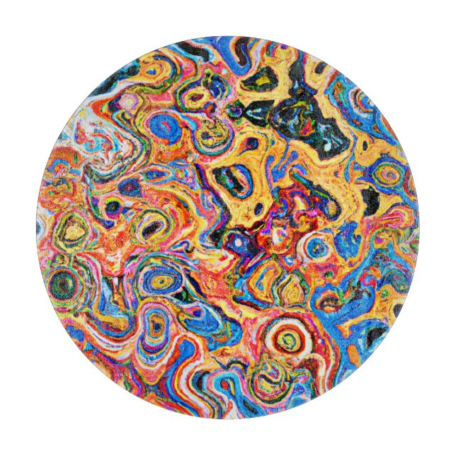 Dynamic and Vibrant Abstract Pattern Cutting Board (Front)