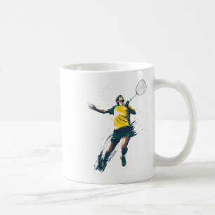 Dynamic Badminton Player Sports Design Coffee Mug