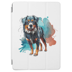 Dynamic Bernese Dog Ink Drawing Watercolor Splash iPad Air Cover