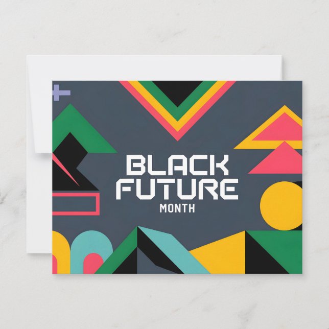 Dynamic Black Future Month Abstract Geometric Des Holiday Card (Front)