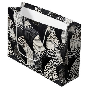 Dynamic Black White - Geometric Organic Flow Large Gift Bag