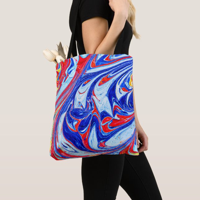 Dynamic Blue Abstract Pattern Design Tote Bag (Close Up)