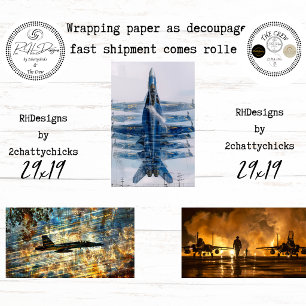 Dynamic Blue Angels Aviation Decoupage  Wrapping Paper Sheet