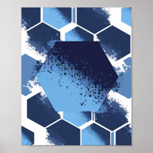 Dynamic Blue Hexagonal Design Poster