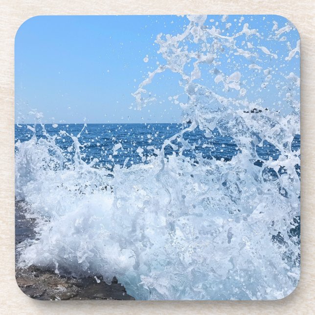 Dynamic Blue Ocean Wave Splash Coastal Summer Coaster (Front)
