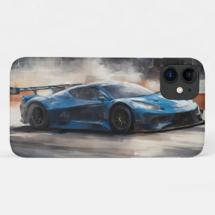 Dynamic Blue Urban Race Scene iPhone 11 Case