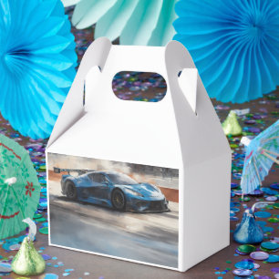 Dynamic Blue Urban Race Scene Favor Box
