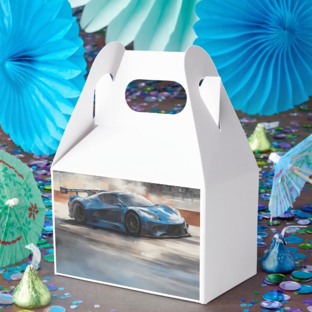 Dynamic Blue Urban Race Scene Favor Box (Party)