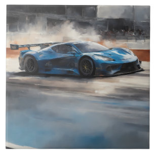 Dynamic Blue Urban Race Scene Tile