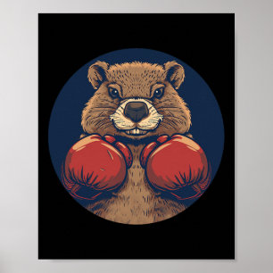 Dynamic Boxing Beaver With Gloves For A Powerful S Poster