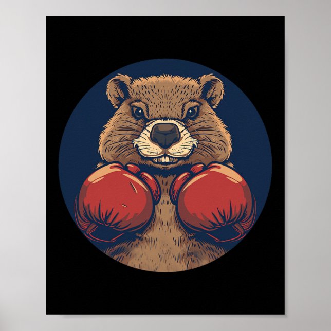 Dynamic Boxing Beaver With Gloves For A Powerful S Poster (Front)