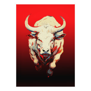 Dynamic Bull in Fiery Motion Photo Print