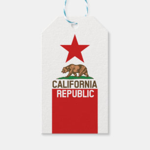 Dynamic California State Flag Graphic on a Gift Tags