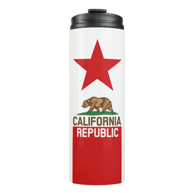 Dynamic California State Flag Graphic on a Thermal Tumbler (Front)