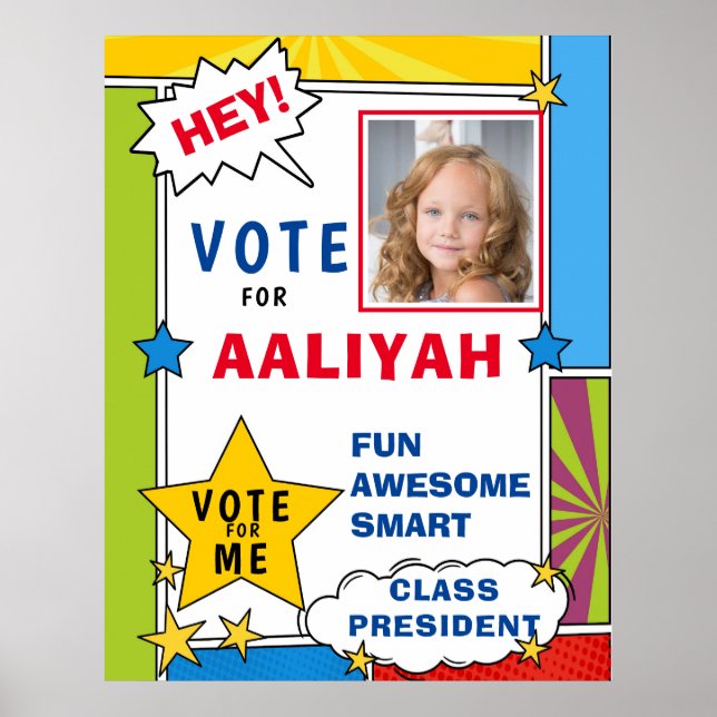 Dynamic Cartoon Comic Book Style Voting school  Poster (Front)