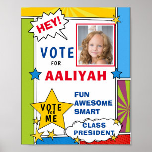Dynamic Cartoon Comic Book Style Voting school  Poster
