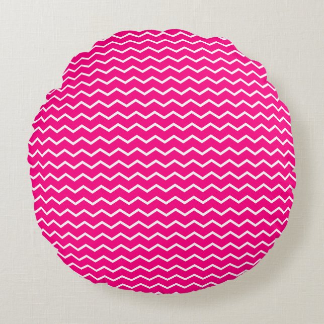 Dynamic Chevron Waves Pattern Round Pillow (Front)