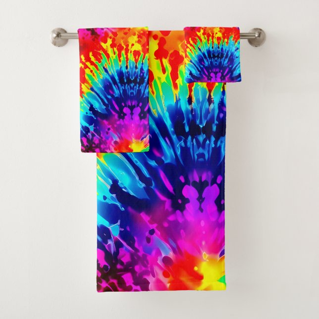 DYNAMIC COLOR MODERN TIE-DYE  BATH TOWEL SET (Insitu)