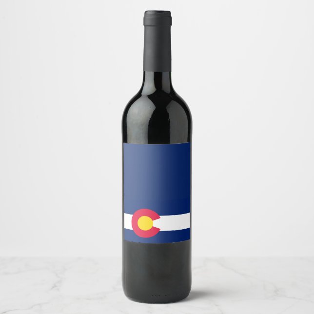 Dynamic Colorado State Flag Graphic on a Wine Label (Front)
